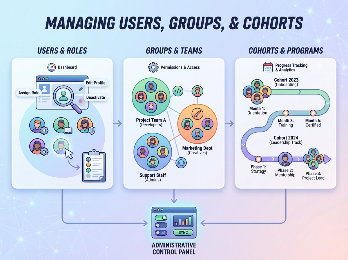Decorative image for Managing Users, Groups, and Cohorts