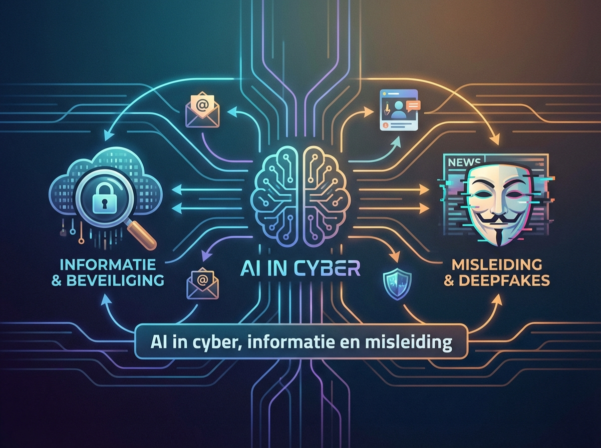 Decorative image for AI in cyber, informatie en misleiding
