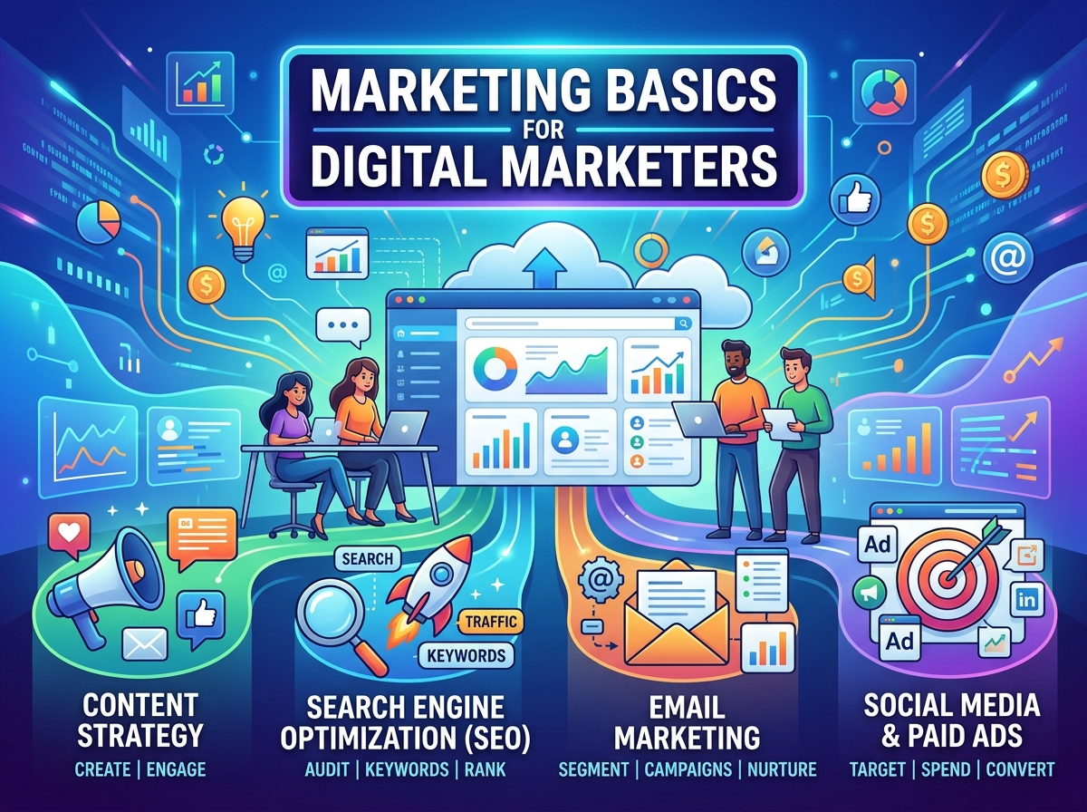 Decorative image for Marketing Basics for Digital Marketers