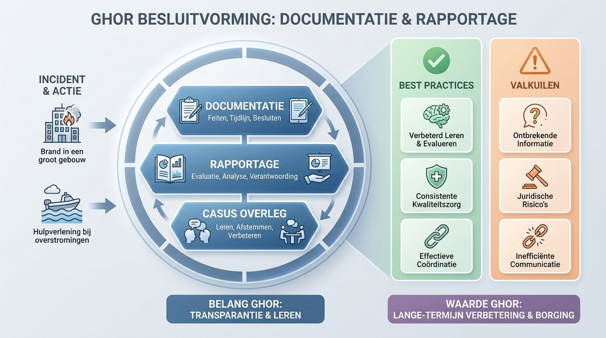 Infographic die best practices en valkuilen bij documentatie in de GHOR samenvat.
