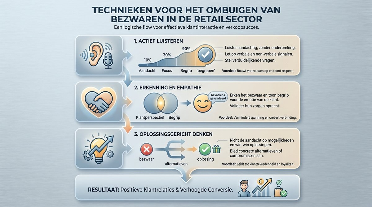 Infographic over technieken om bezwaren te overwinnen in de retailsector