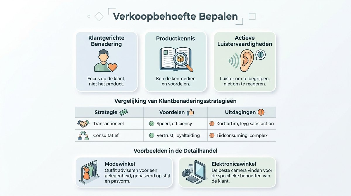 Infographic die de vergelijking van klantbenaderingsstrategieën en hun voordelen en uitdagingen samenvat.