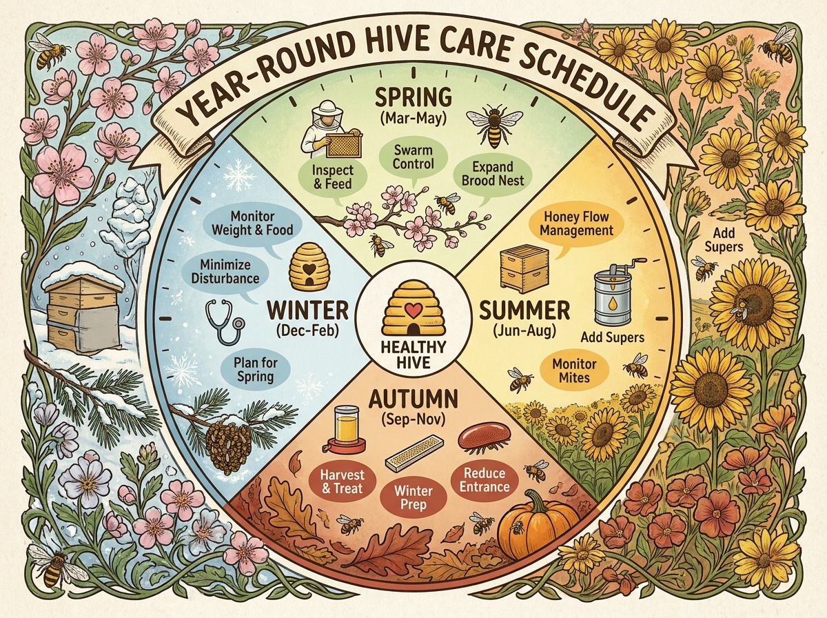 Decorative image for Year-Round Hive Care Schedule