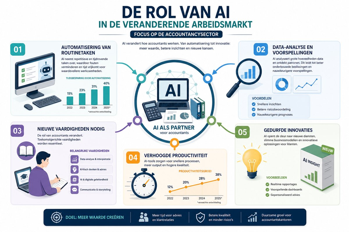 Infographic over de impact van AI op de arbeidsmarkt in de accountancysector