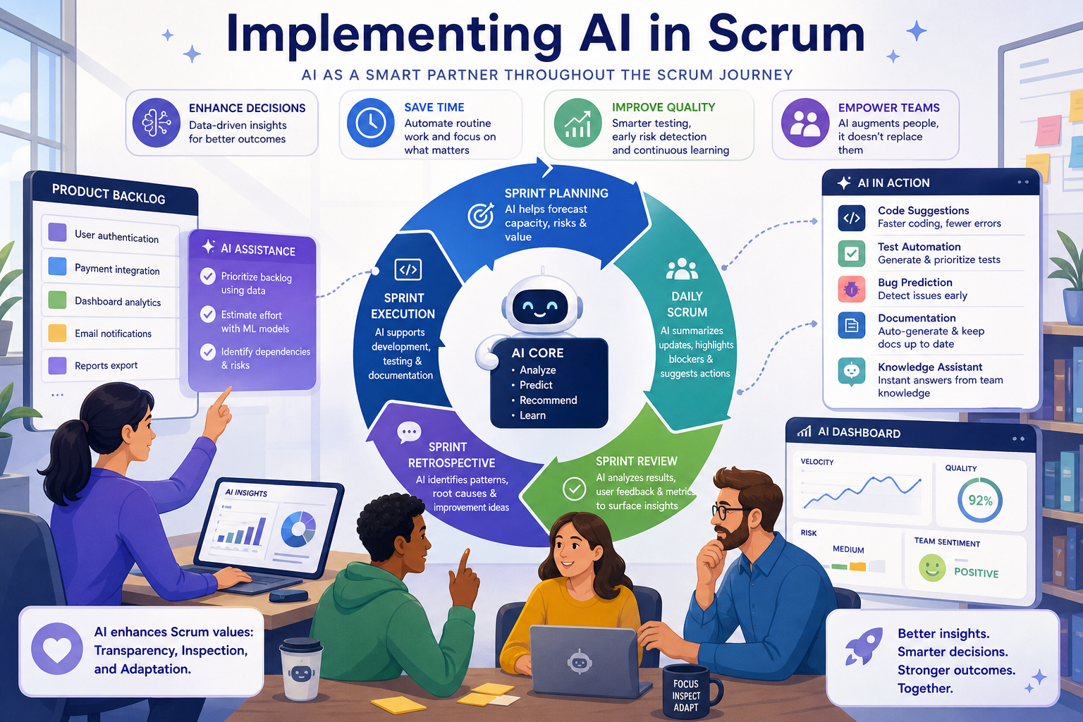 Decorative image for Implementing AI in Scrum